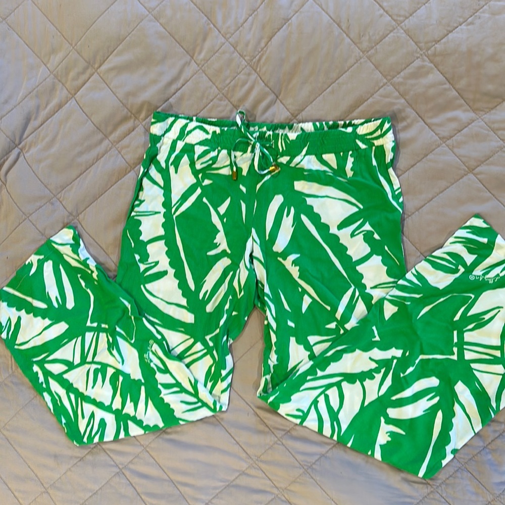 Lilly Pulitzer for Target fun green and white drawstring wide leg pants.